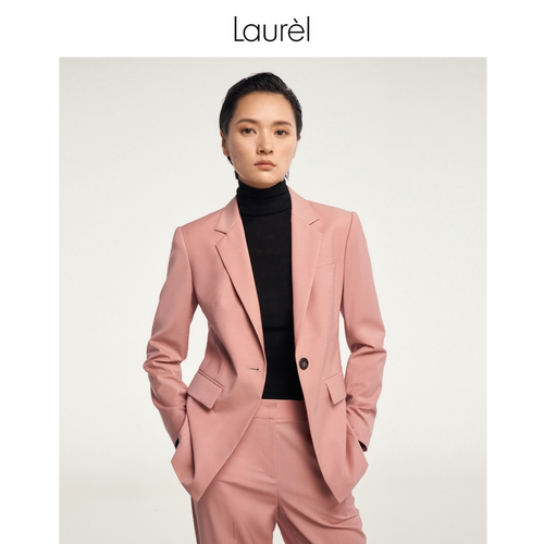 LAUREL弹力羊毛修身通勤西装外套