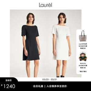 Laurel劳芮春夏时尚淡人修身三醋酯小黑裙连衣裙伞裙LWD342Y13400