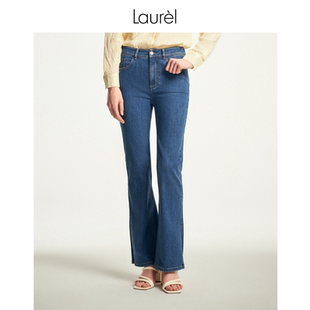 牛仔阔腿微喇长裤 Laurel劳芮秋冬新款 女LWD343K05000 长绒棉
