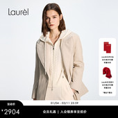 外套LWD364M07100 连帽扭花针织开衫 绵羊毛 Laurel劳芮新款