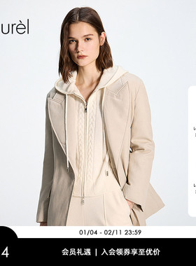 【绵羊毛】Laurel劳芮新款连帽扭花针织开衫外套LWD364M07100