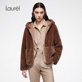 Laurel劳芮26春新款 绵羊毛 连帽拉链皮毛一体外套LWD366R01000