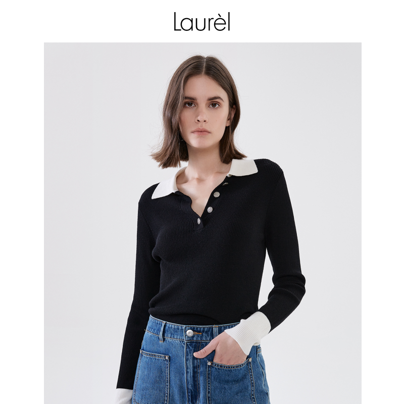 Laurel轻薄绵羊毛衬衫式毛针织衫