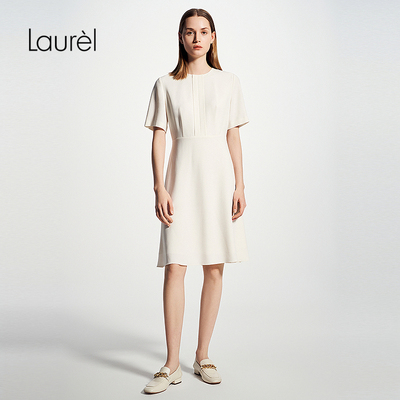 【醋纤】Laurel劳芮新款三醋酸淡人圆领小白裙LWD361Y04700