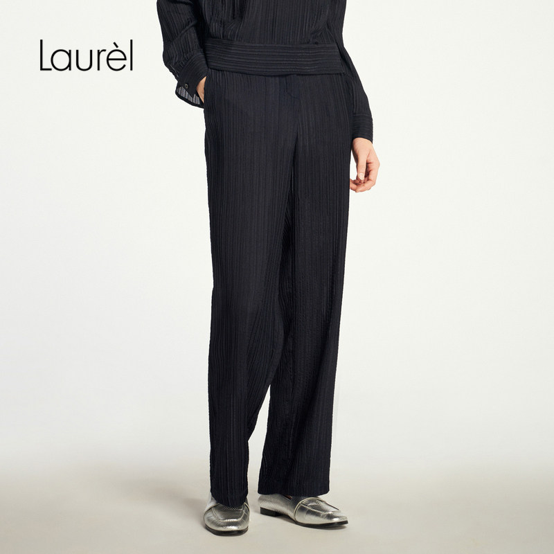 【桑蚕丝】Laurel劳芮新款提花压褶真丝直筒裤女LWL353K00400
