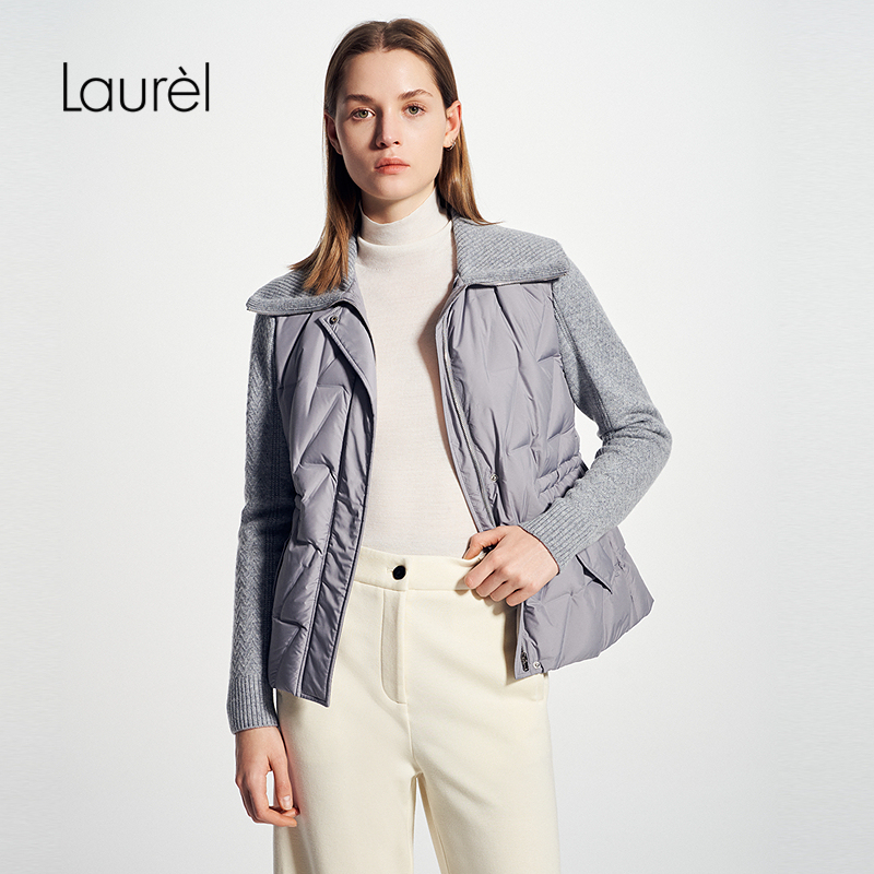 【白鹅绒】Laurel劳芮新款收腰针织摩登中性羽绒服女LWD353L02000
