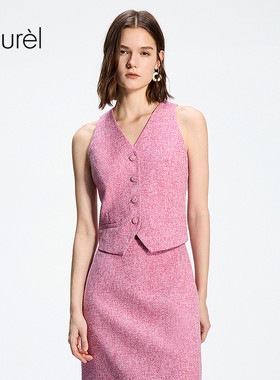 Laurel劳芮26春新款小香风摩登挖肩背心马甲LWD371B00800