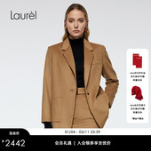 LWD363T00100 可露丽风驼色丝毛直身西装 绵羊毛 Laurel劳芮新款