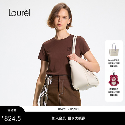 【长绒棉】Laurel劳芮26夏新款经典圆领LOGO徽章T恤LWL372Z01300