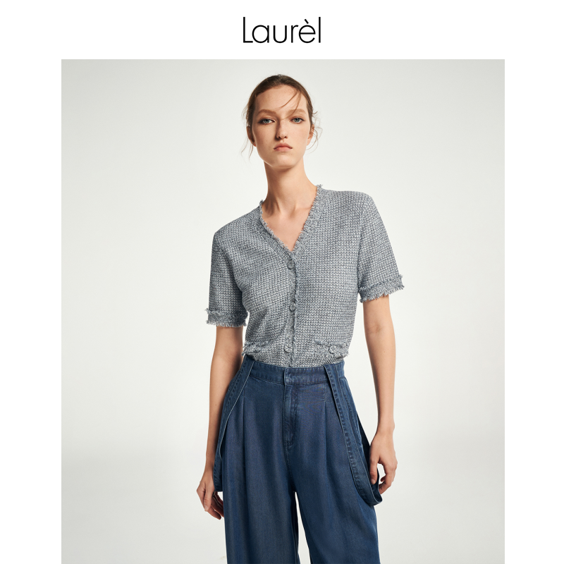 LAURELV领小香风短袖毛衫