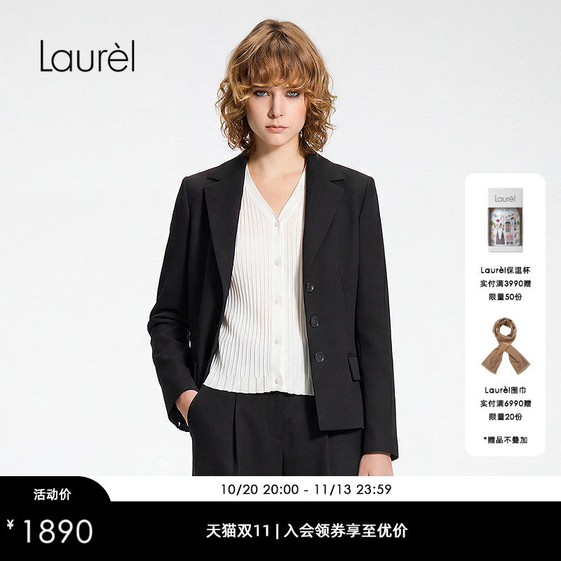 【绵羊毛】Laurel劳芮秋款单排扣短款羊毛针织西装LWD366T14000