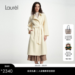 气质优雅羊毛大衣女LWD356D00800 Laurel劳芮新款 绵羊毛