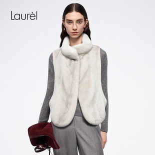 SAGA级高领水貂马甲LWL343S00700 Laurel劳芮25冬新款 水貂毛皮