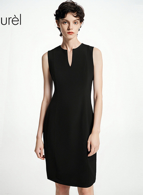 Laurel劳芮经典高智小V领修身显瘦连衣裙女LWD341Y05800