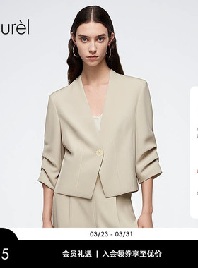 【三醋酯纤维】Laurel劳芮新款褶皱七分袖西装女LWD365T02400