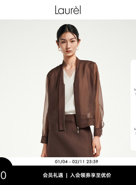 Laurel劳芮新款可露丽摩卡棕欧根纱短款外套LWL352W01700