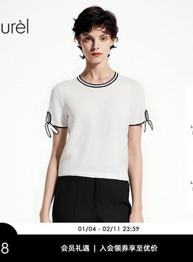 【长绒棉】Laurel劳芮新航海丝麻针织短袖女LWL362M09300