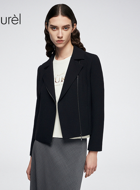 【立体千鸟格羊毛料】Laurel劳芮25秋新款斜拉链夹克LWL363W00900