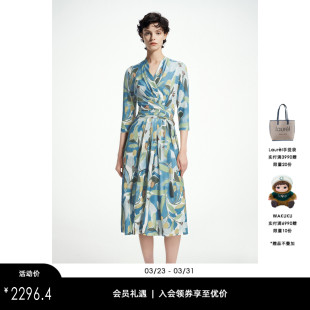 新真丝收腰花朵波嬉连衣裙女LWD331Y04300 Laurel劳芮春季 真丝