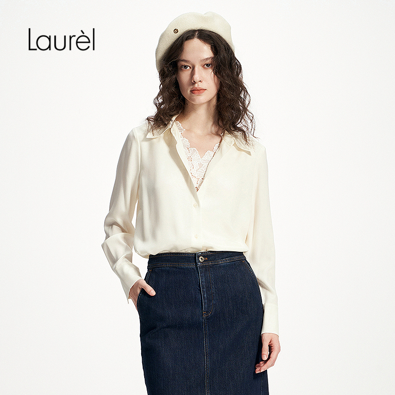 【桑蚕丝】Laurel劳芮25春新淡人真丝凉感宽松衬衫女LWD361C00500