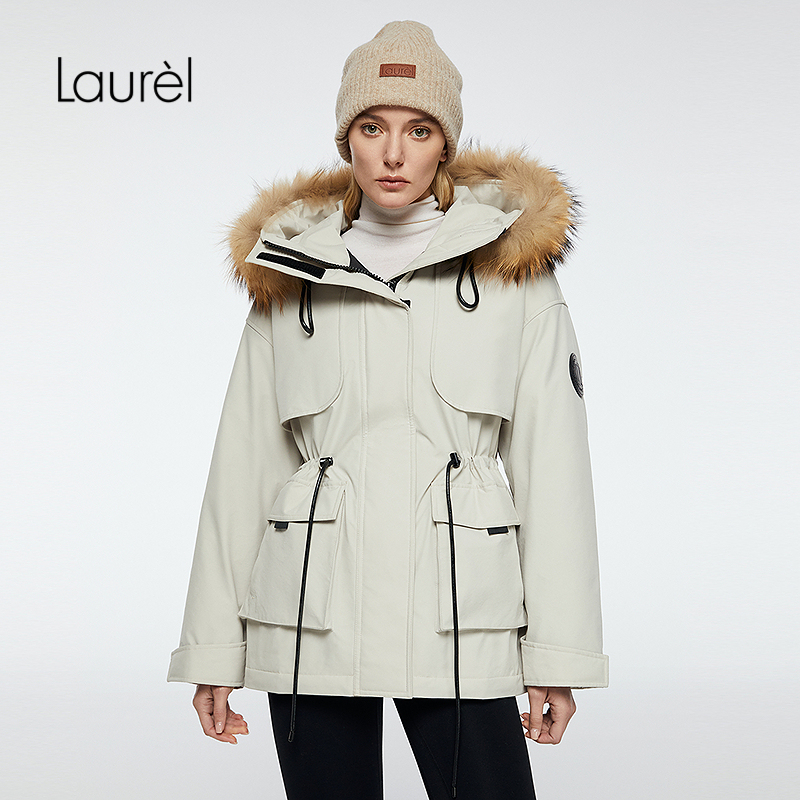 【白鹅绒】Laurel劳芮25秋新款大貉子毛领派克羽绒服LWD364L03000