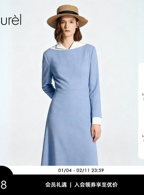 【绵羊毛】Laurel劳芮新款优雅小立领撞色连衣裙LWD366Y08900