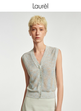 【长绒棉】Laurel劳芮新款经典波嬉风无袖针织上衣女LWL352M01900