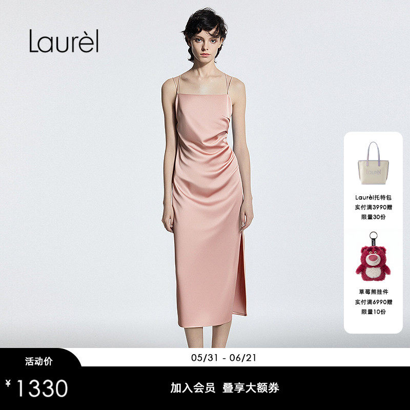 【三醋酯纤维】Laurel劳芮新款新款缎面交叉吊带裙女LWD363Y00200