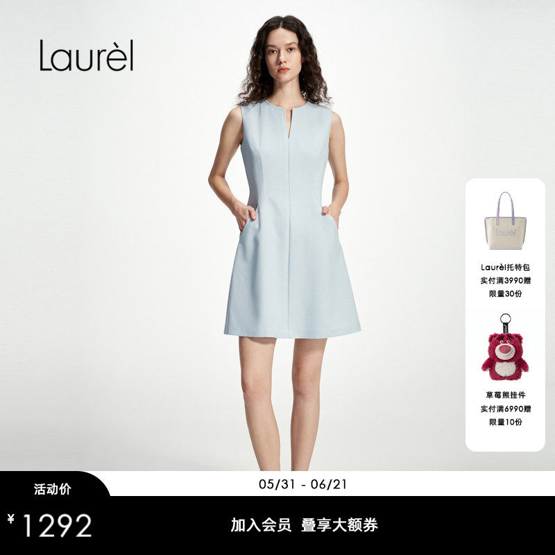 Laurel劳芮新款淡人航海高腰线收腰合身连衣裙女LWD345Y01100