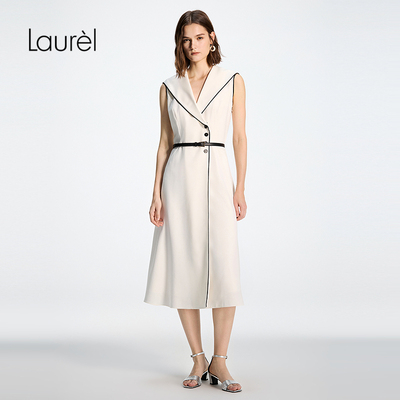 Laurel劳芮26春新款撞色收腰衬衫式连衣裙LWD371Y01900