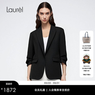 LWD366T02400 褶皱收腰西装 Laurel劳芮新款 七分袖