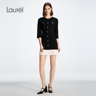 【粘纤】Laurel劳芮26春新款撞色圆领中袖针织连衣裙LWD371M00500