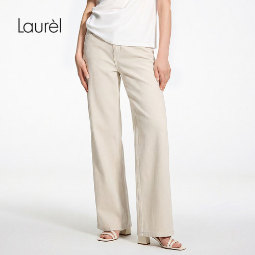 【长绒棉】Laurel劳芮款浅米杏阔腿牛仔长裤LWD365K102DX