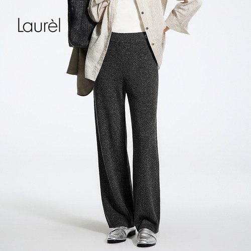 【山羊绒】Laurel劳芮新款竖纹针织垂感阔腿裤LWL351M10200