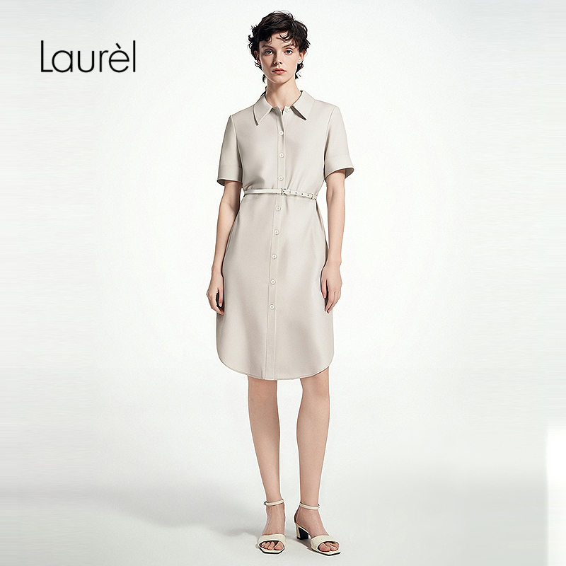 Laurel劳芮夏新款软系极简光感纤维收腰连衣裙女LWL352Y02200