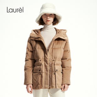 丝驼绒中长款 Laurel劳芮新款 羽绒服女LWL351L01300 白鹅绒