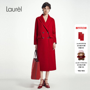 【山羊绒】Laurel劳芮26春新款双排扣西装领毛呢大衣LWD356D054DX