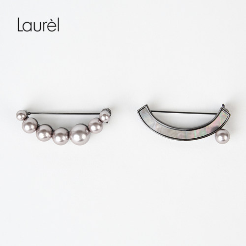 【铜+贝壳珠】Laurel劳芮26秋新款弧形珠饰复古胸针LWL373J00300