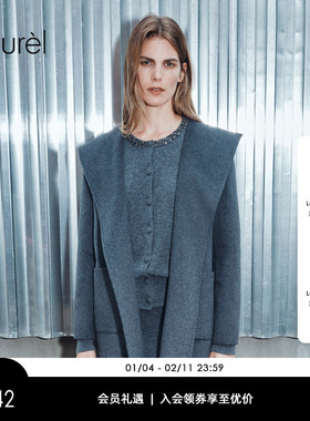 【山羊绒】Laurel劳芮新款纯羊绒连帽短大衣女LWL354D03800