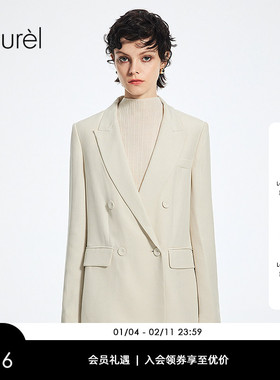 【粘纤】Laurel劳芮新款复古双排扣高智感西装女LWD365T09600