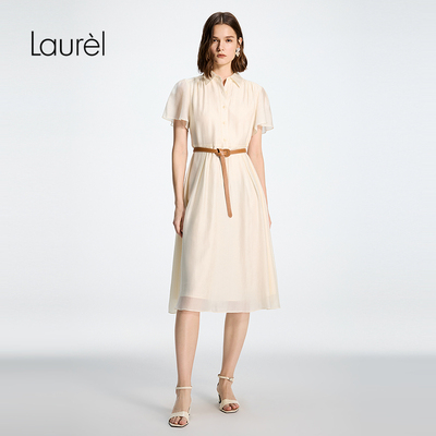 【莱赛尔】Laurel劳芮26春新款捏褶荷叶袖飘逸长裙LWD371Y00900