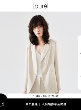 Laurel劳芮春秋香槟杏两粒扣廓系休闲西装外套女 LWD331T01400