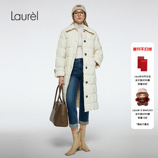 【白鹅绒】Laurel劳芮新款新款单排扣方格长款羽绒服LWD364L03200