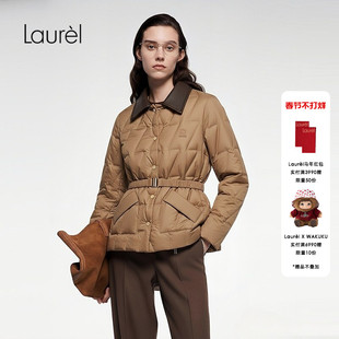 【白鹅绒】Laurel劳芮新款羊皮衬衫式翻领羽绒服LWD364L02600