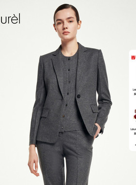 【绵羊毛】Laurel劳芮新款橡木灰格雷系羊毛西装女LWL353T00200