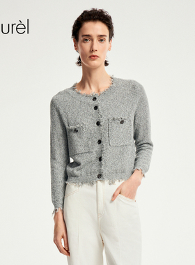 【棉】Laurel劳芮新款烟灰色航海休闲miu系针织衫女LWD353M01800