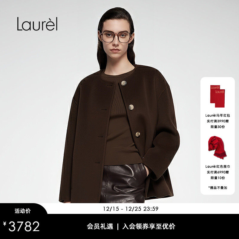 【绵羊毛】Laurel劳芮25秋新款简约圆领短款大衣LWD356D005DX