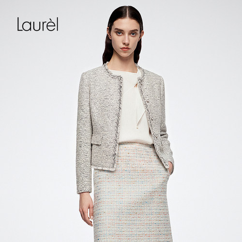 【长绒棉】Laurel劳芮26早秋款杂色花纱小香风短外套LWD366W00300
