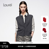 金银丝羊绒料 Laurel劳芮菱格纹针织马甲LWL364M03500