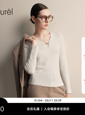 【山羊绒】Laurel劳芮冬新淡人航海提花水滴领毛衫女LWL354M11400